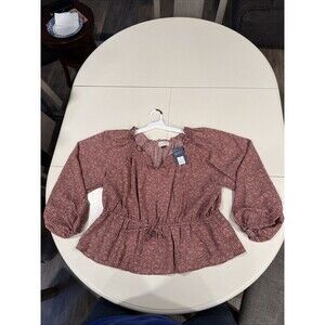 Universal Thread Women's Balloon Long Sleeve Blouse - XXL Mauve Floral NWT